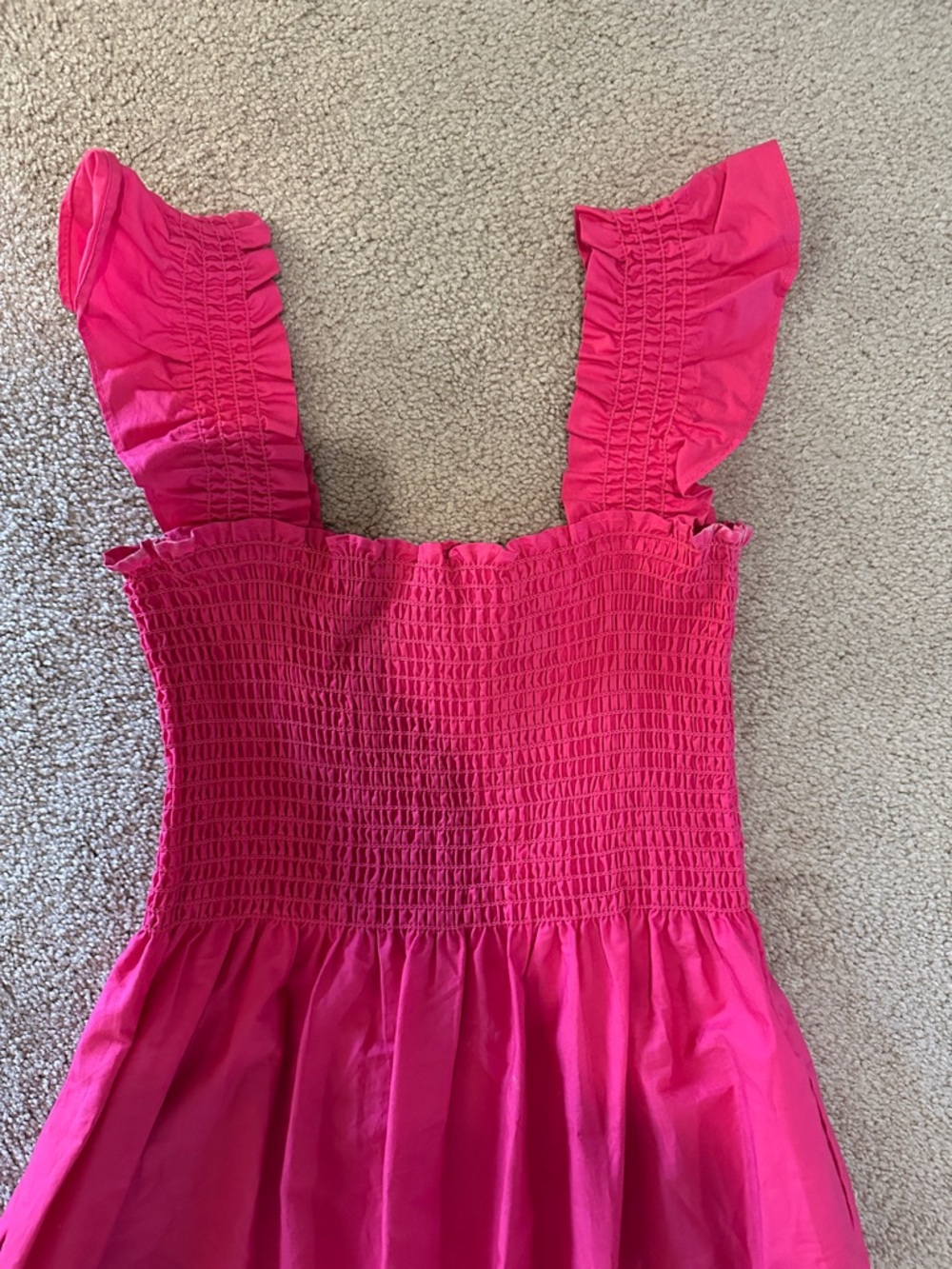 Smocked Ruffle Strap Maxi Dress - Hot Pink - Picture 2 of 6